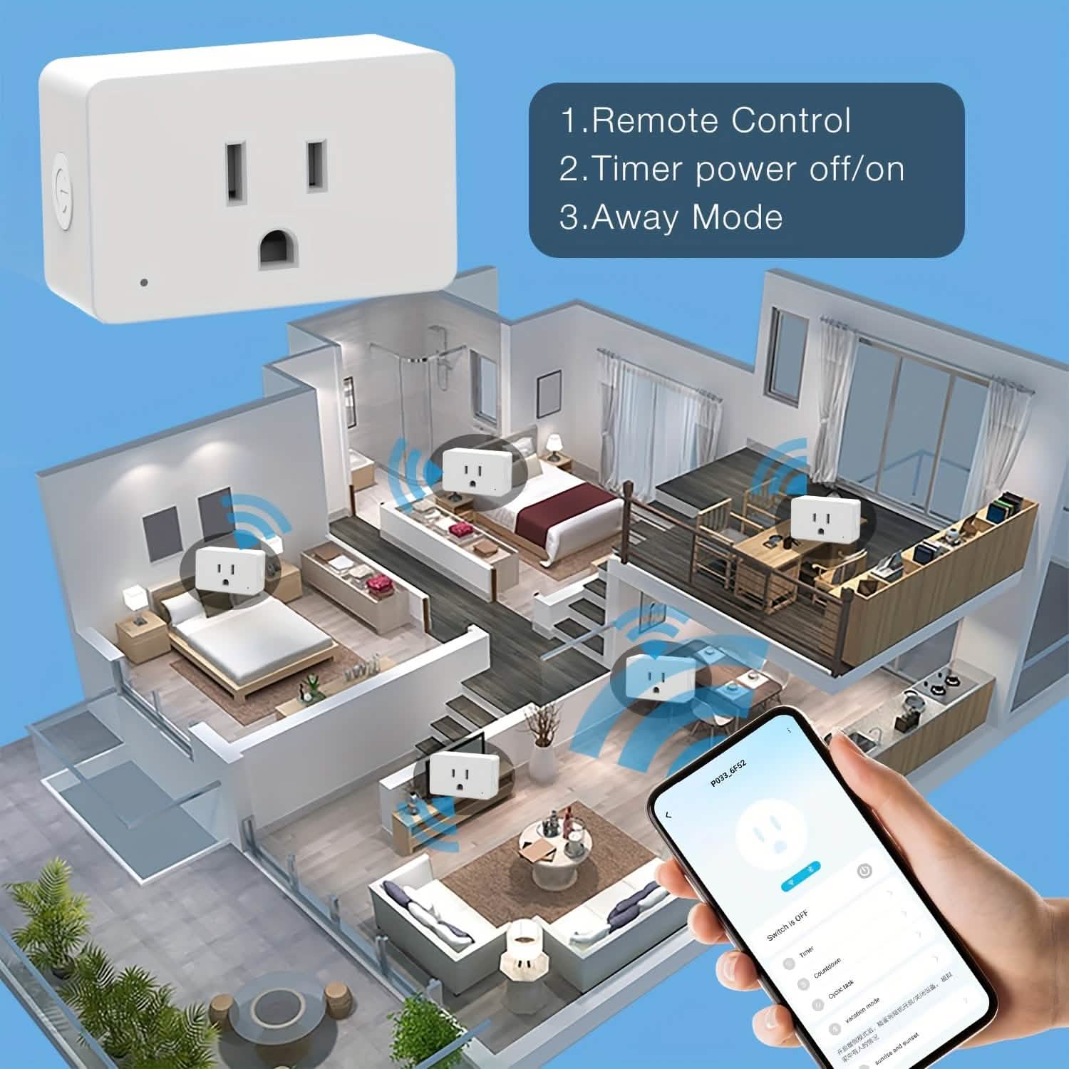 2-Pack: WiFi Smart Plug – 15A, Timer & App Control, Works with Alexa & Google Home