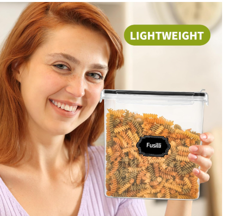 4-Piece Set: Airtight Cereal Storage Containers with Pour Spouts & Measuring Cup – 4L Kitchen Pantry Organizer