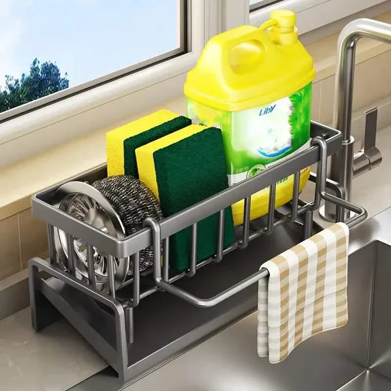 Kitchen Storage Rack - Multi-Functional Household Sink Organizer with Drain Basket