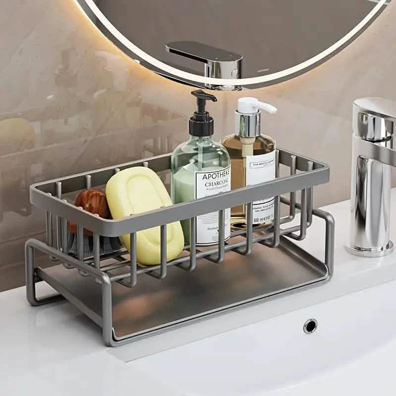 Kitchen Storage Rack - Multi-Functional Household Sink Organizer with Drain Basket